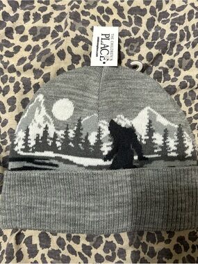 Place Gray and White Scenic Bear Knit Beanie